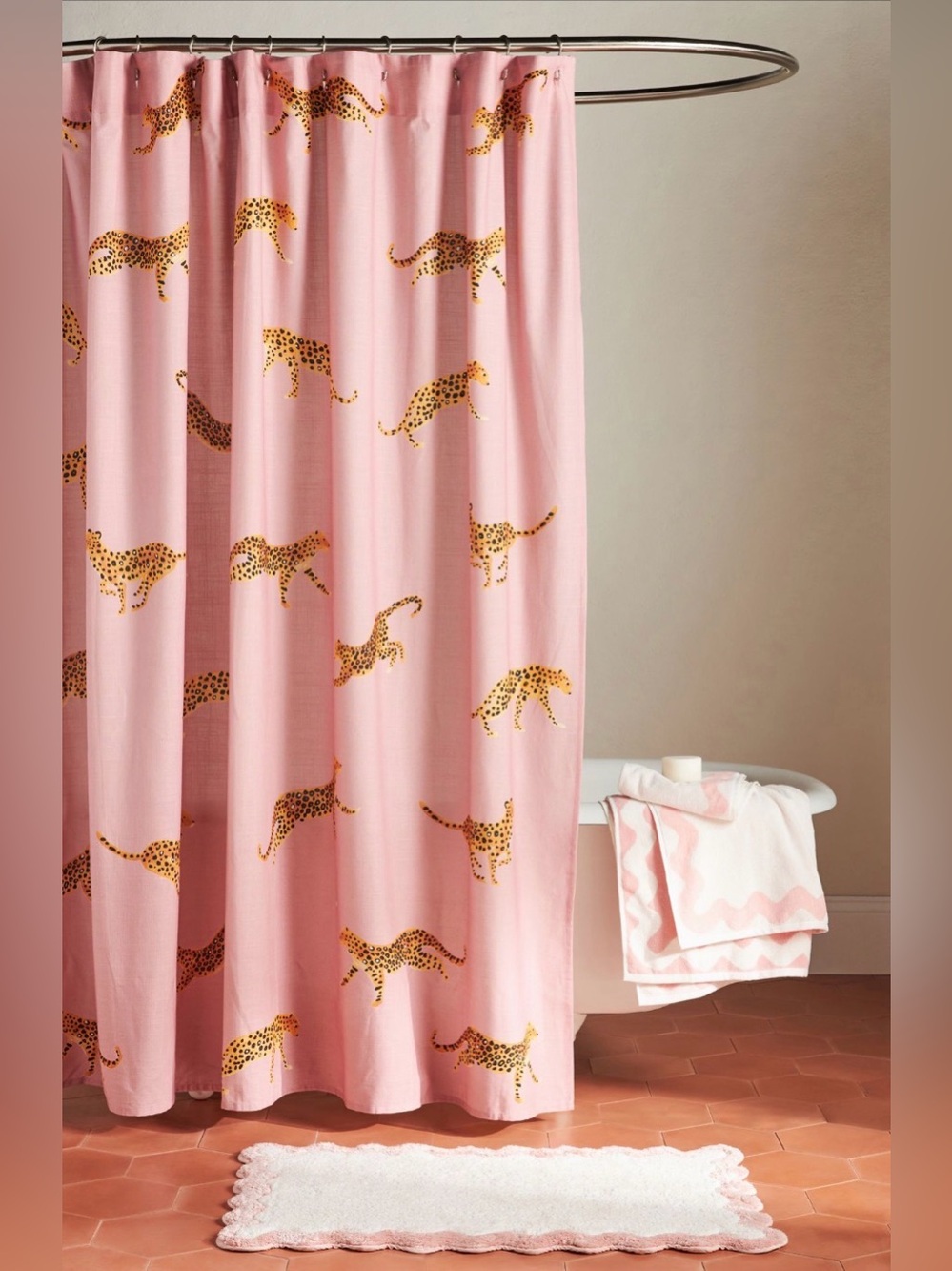 Anthropologie Leopard Organic Shower Curtain NEW
